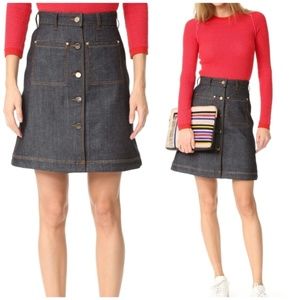 Make Offer Carven A Line Classic Skirt Blue Denim